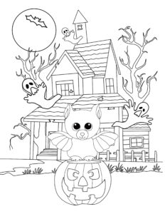 Halloween Coloring Page with Beanie Boo Bat