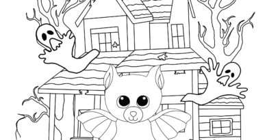 Halloween Coloring Page with Beanie Boo Bat